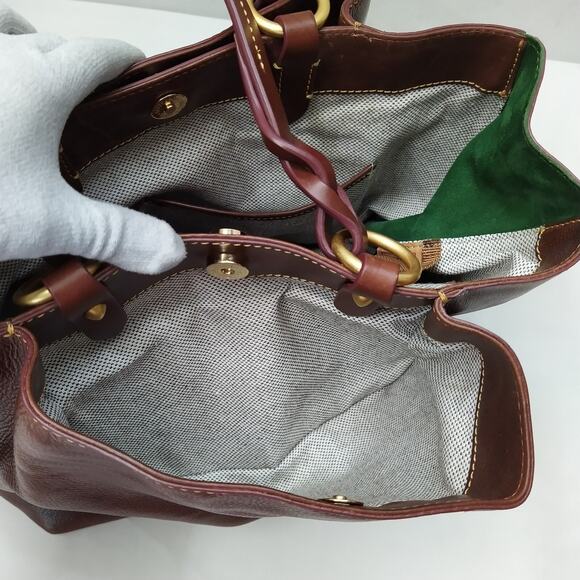 Dooney & Bourke Florentine Brown Leather Double Handle Large Tote Shoulder Bag - Picture 15 of 16